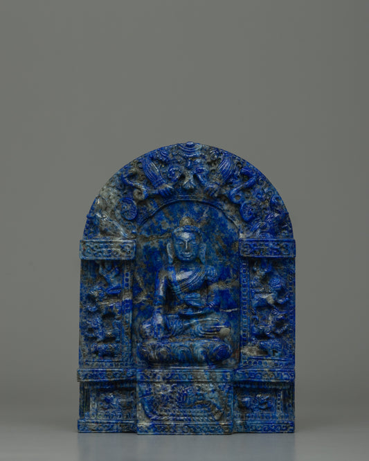 Lapis Lazuli Buddha Shakyamuni Statue | Exquisite Detail and Original Gemstone