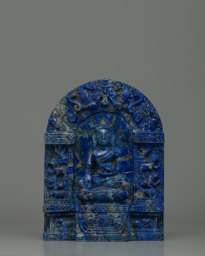 Lapis Lazuli Buddha Shakyamuni Statue | Exquisite Detail and Original Gemstone