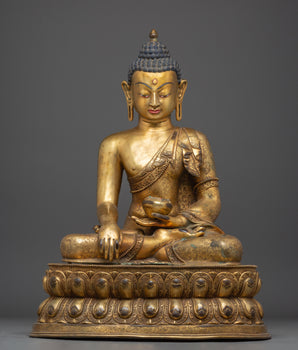 Copper Gold Plated Shakyamuni Buddha | Statue for Meditation, Spiritual Growth