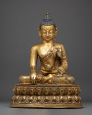 Copper Gold Plated Shakyamuni Buddha | Statue for Meditation, Spiritual Growth