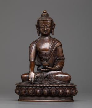 Oxidized Shakyamuni Buddha Copper Statue