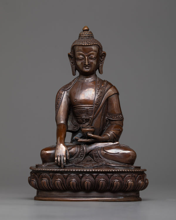 Oxidized Shakyamuni Buddha Copper Statue