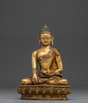 Copper Gold Plated Shakyamuni Buddha Statue