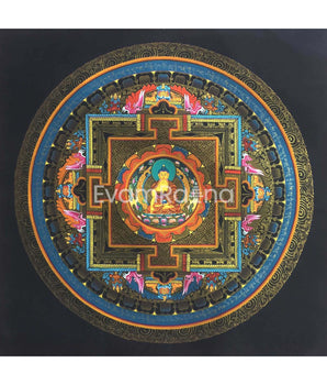 Hand-Painted Shakyamuni Buddha Mandala | Tibetan Wall Hanging