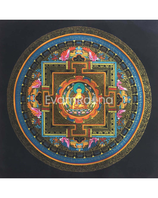 Hand-Painted Shakyamuni Buddha Mandala | Tibetan Wall Hanging