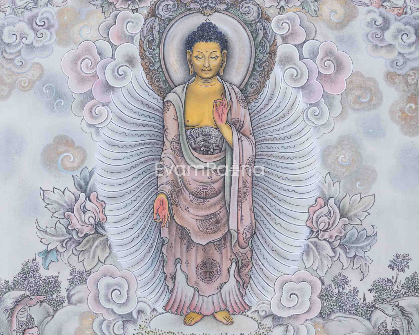 Shakyamuni Buddha Art Prints For Wall Hanging | Nepali Pauba Painting Print For Room Decor