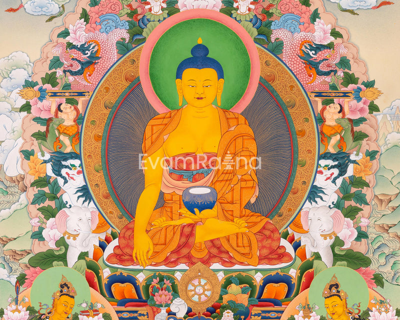 Buddha Shakyamuni with Manjushri and Maitreya Buddha Thangka