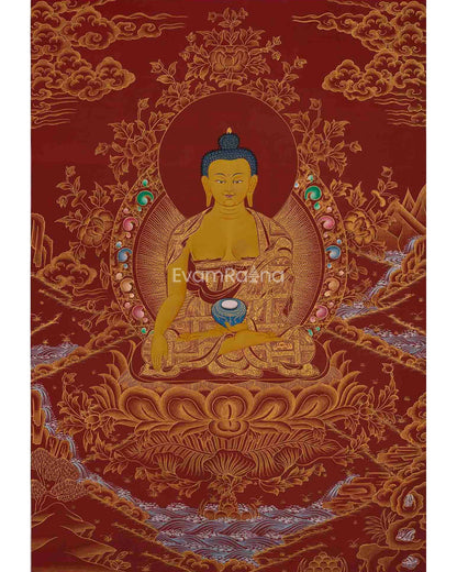 Shakyamuni Buddha Red Background