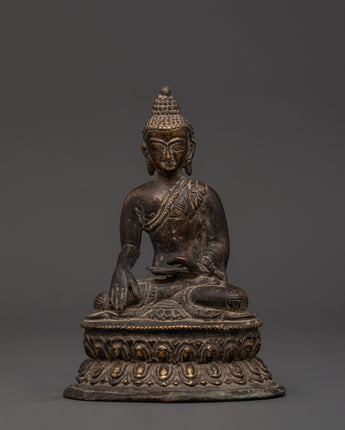 Antique Finish Shakyamuni Buddha Oxidized Copper Statue