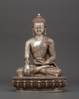 Pure Silver Shakyamuni Buddha Statue