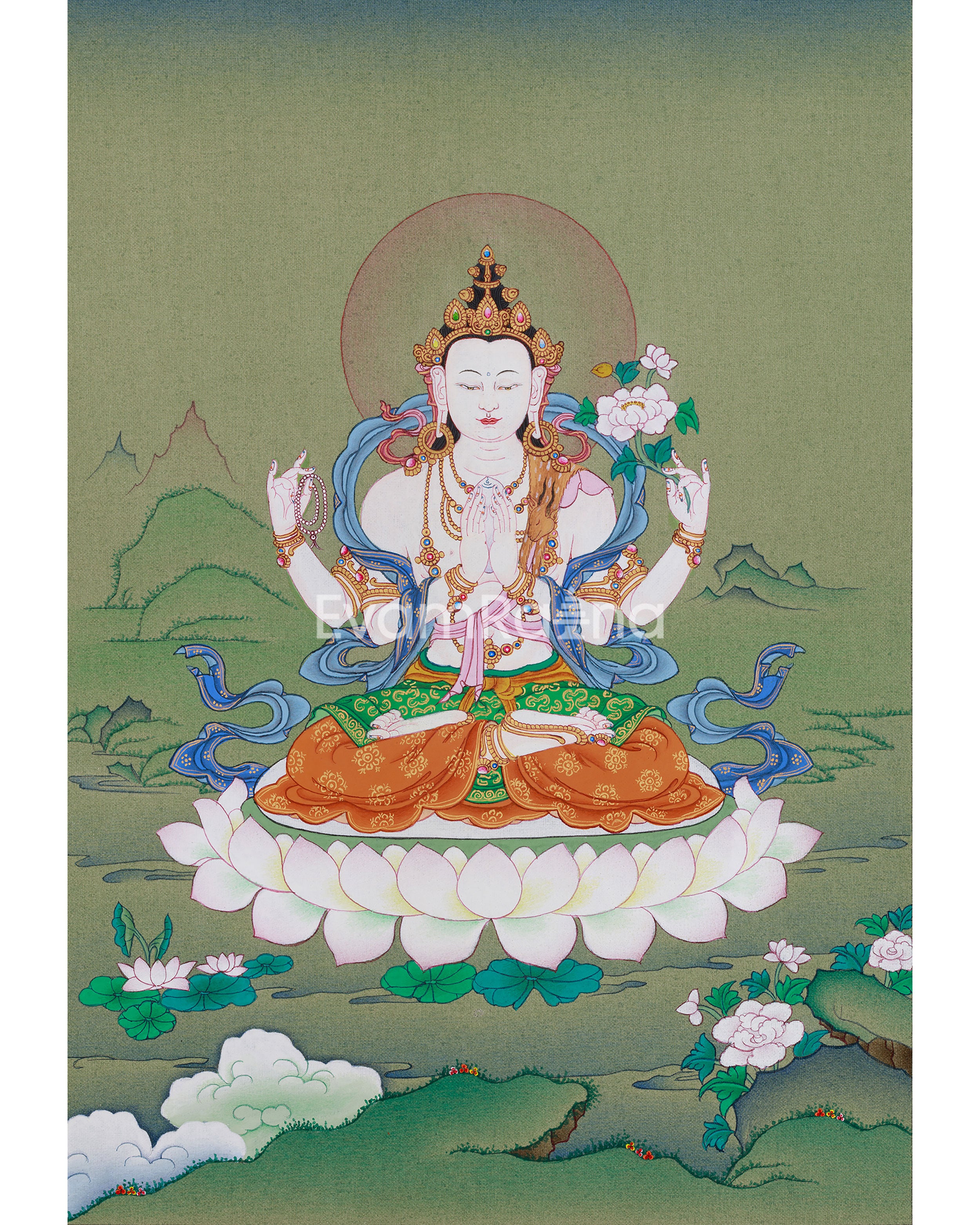 Beautiful Four-Armed Chenrezig Thangka