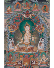 White Tara Buddhist Painting | Sacred Art of Compassion and Longevity