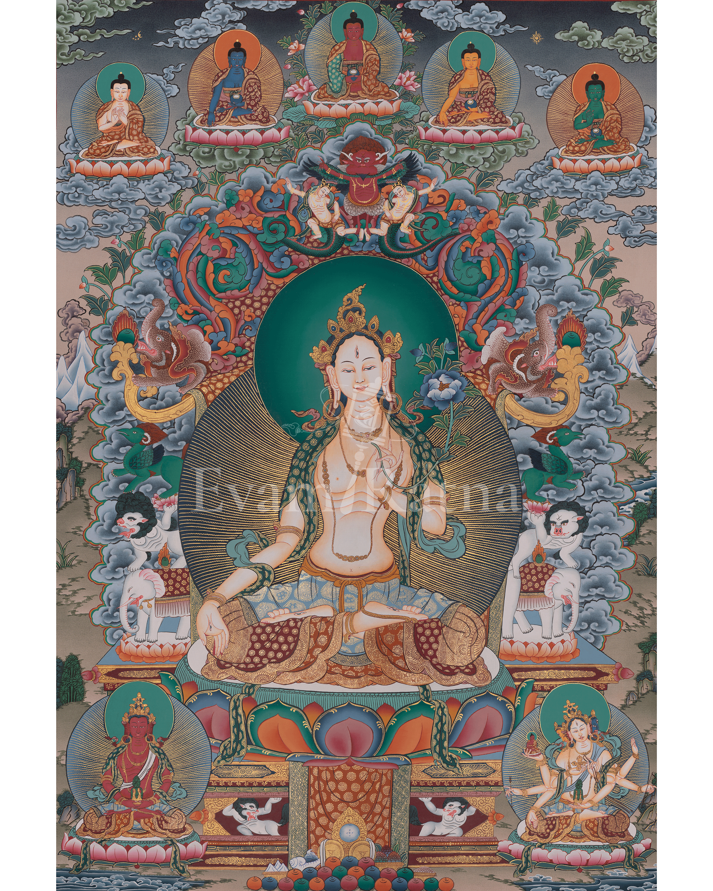 White Tara Buddhist Painting | Sacred Art of Compassion and Longevity