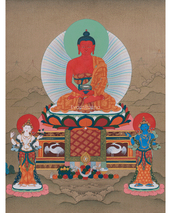 Amitabha Buddha with Chenrezig and Vajrapani