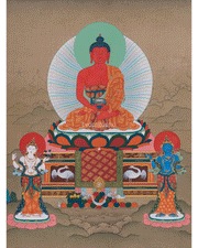 Amitabha Buddha with Chenrezig and Vajrapani