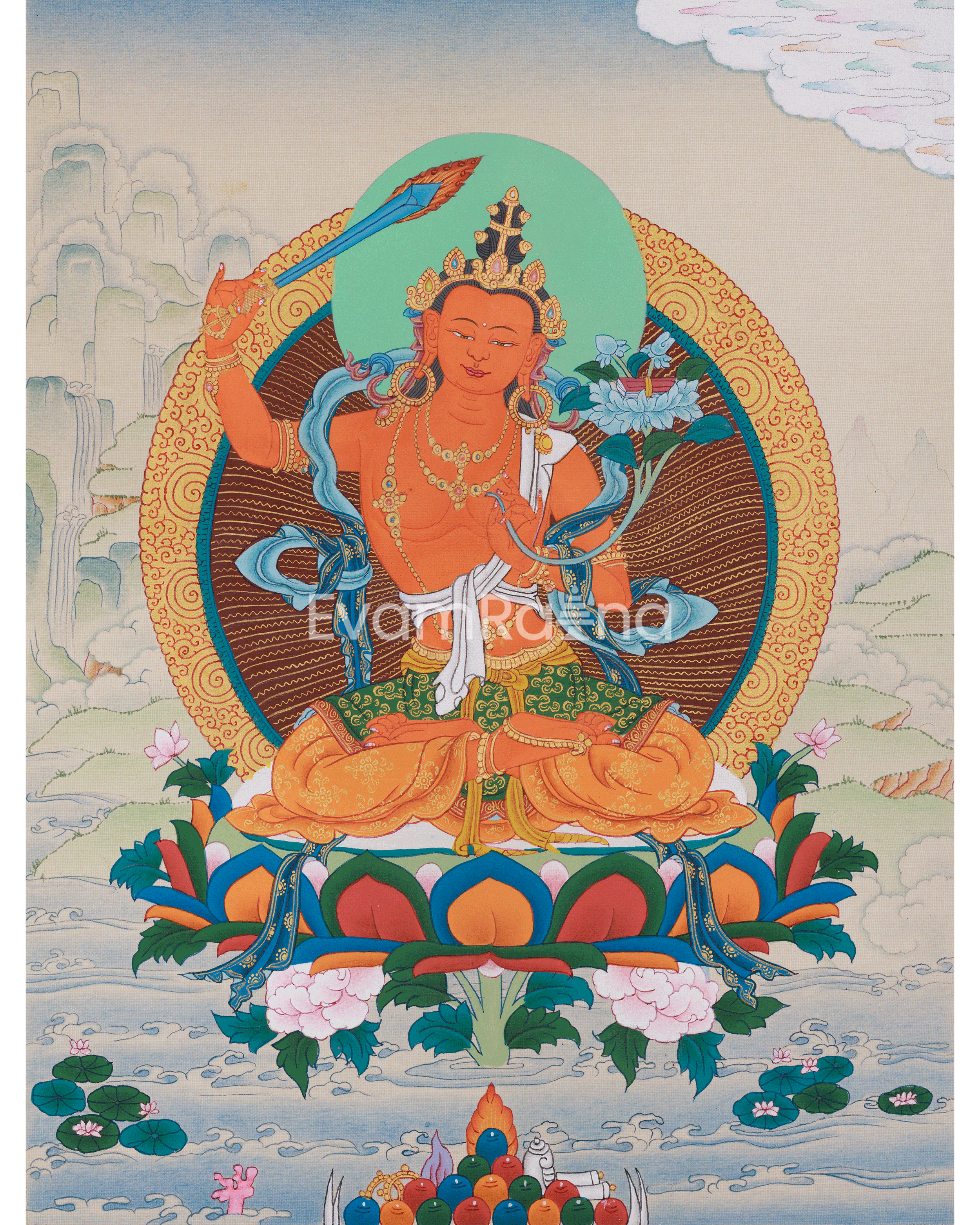 Hang-Painted Sacred Art Of Manjushri