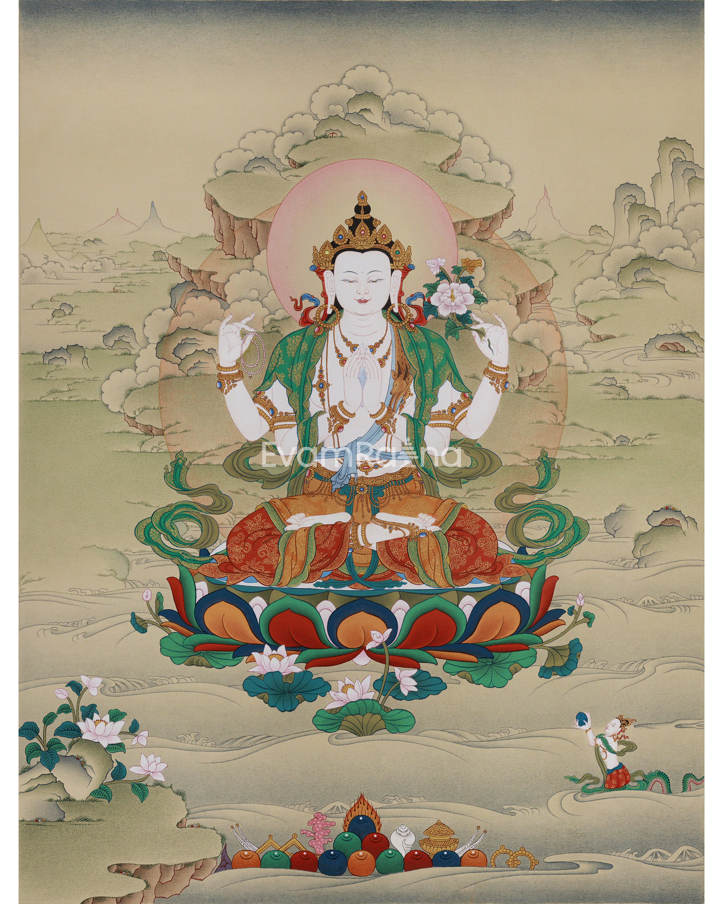 Compassion Buddha Chenrezig Thangka