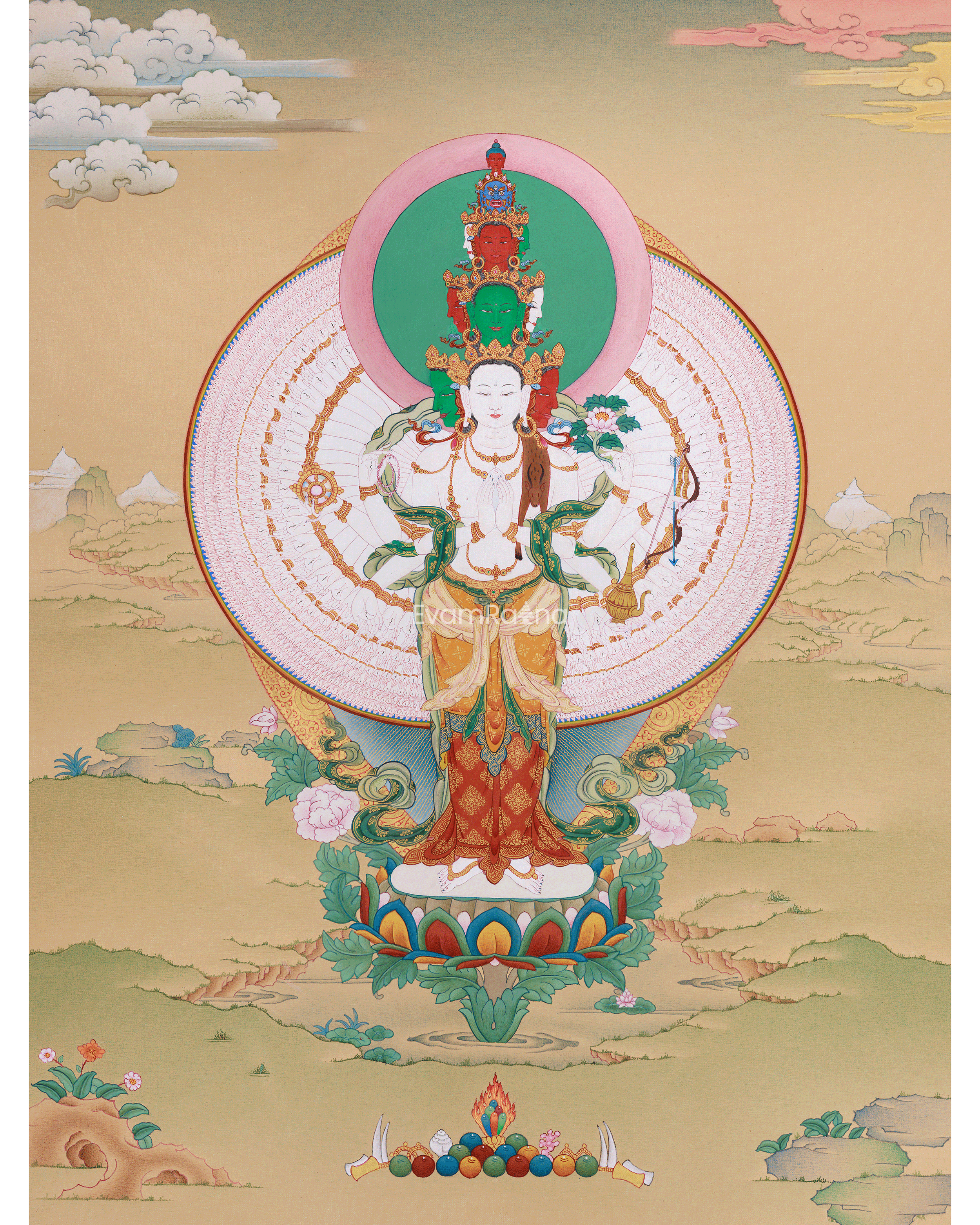 Hand-Painted 1000-Armed Chenrezig | The Bodhisattva of Compassion and Protection