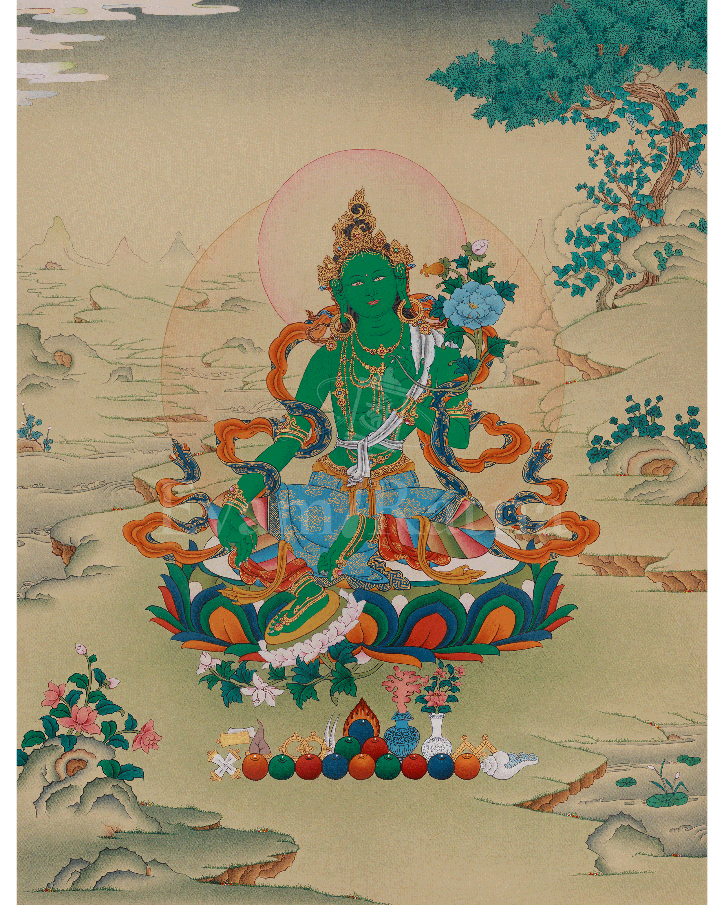 Sacred Green Tara Artwork | Compassion, Healing, and Protection Deity