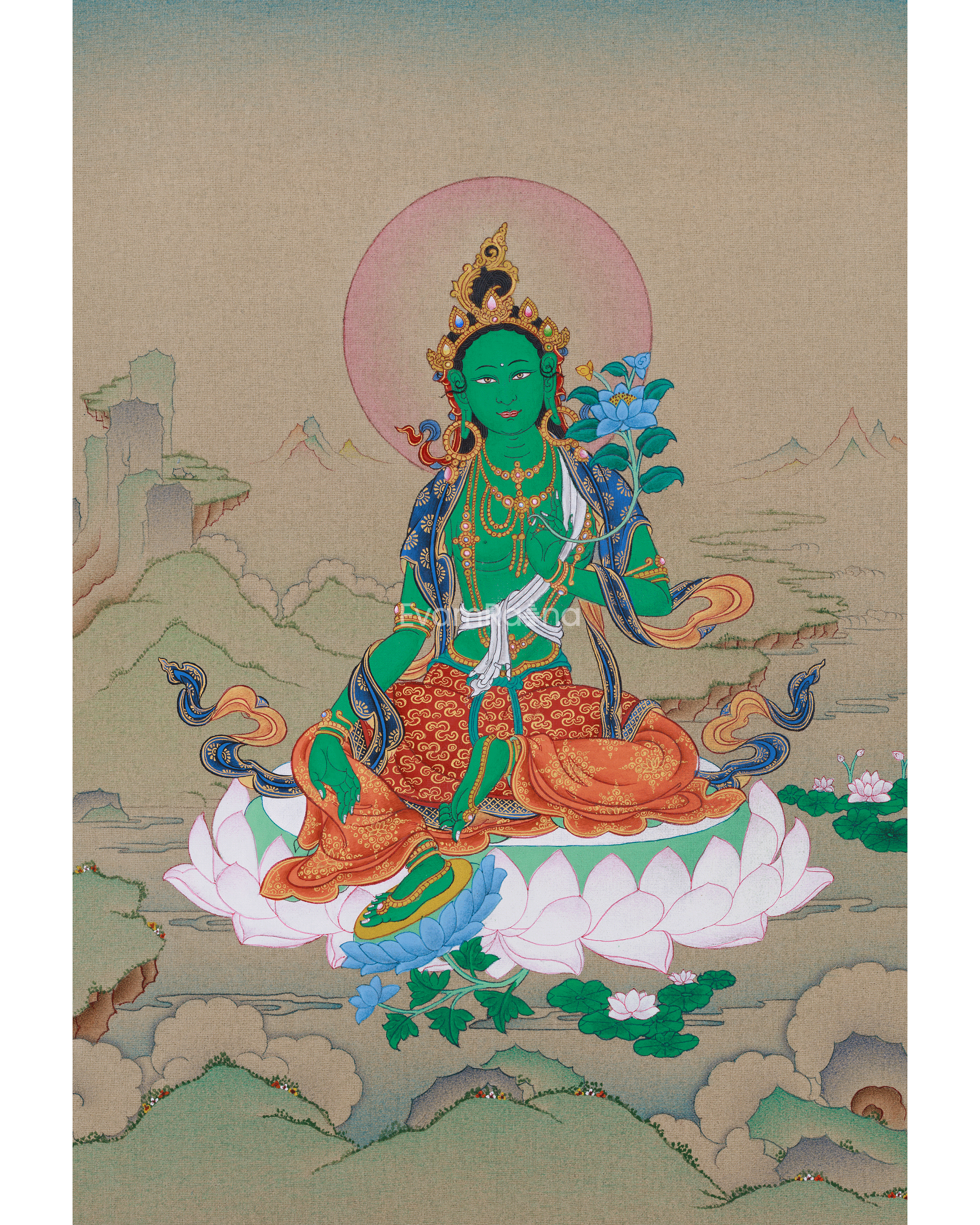 Green Tara Thangka Goddess of Compassion