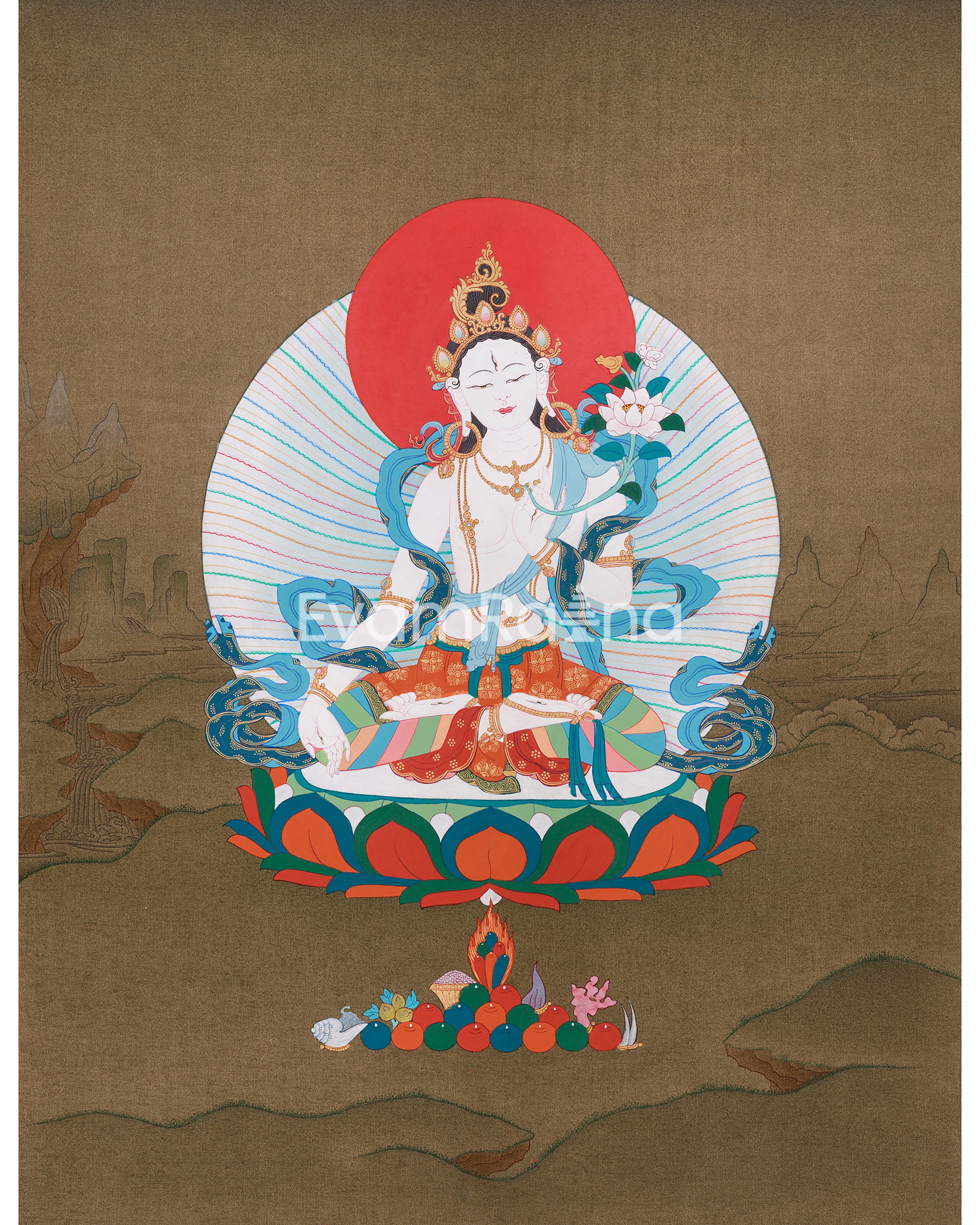 Long Life Deity White Tara Thangka