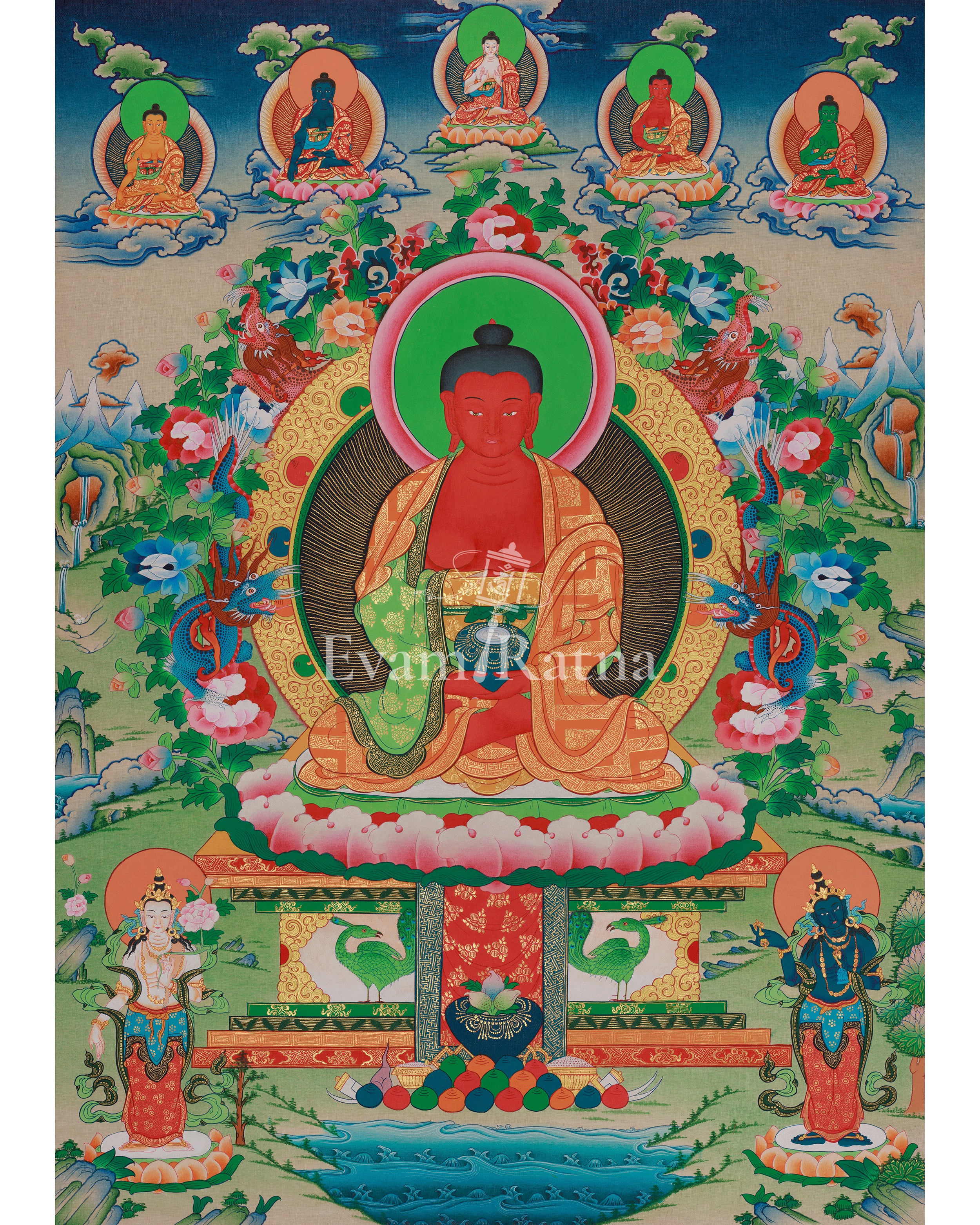 Himalayan Thangka of Amitabha Buddha