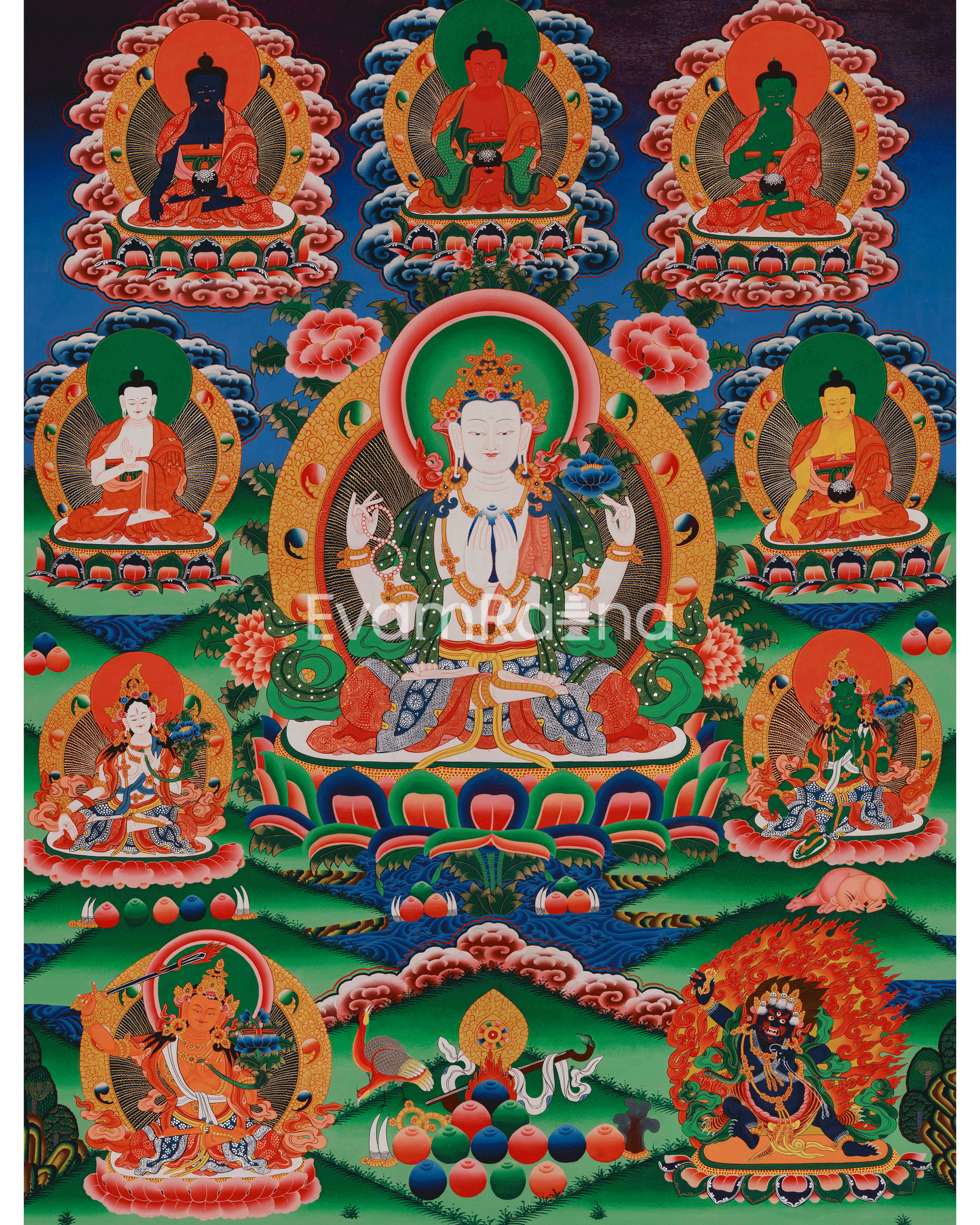 Divine Thangka of Chenrezig