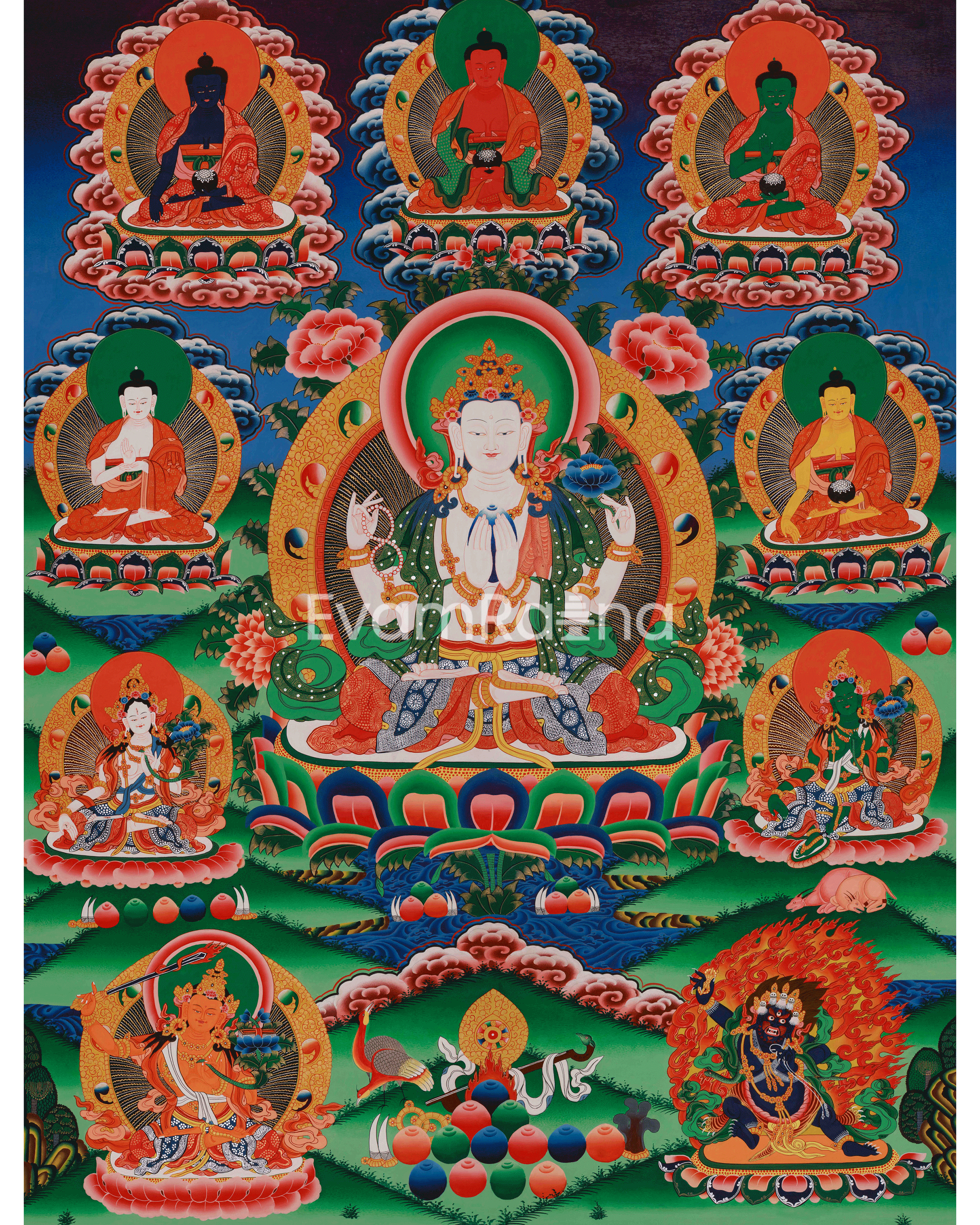 Divine Thangka of Chenrezig