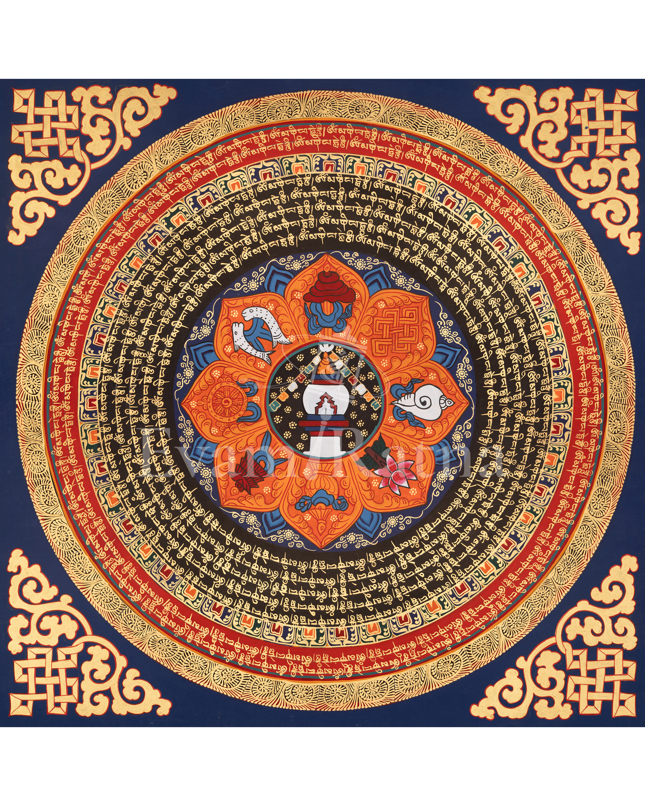 Mandala of the Eight Auspicious Symbols | Tibetan Buddhist Artwork of Blessings and Enlightenment