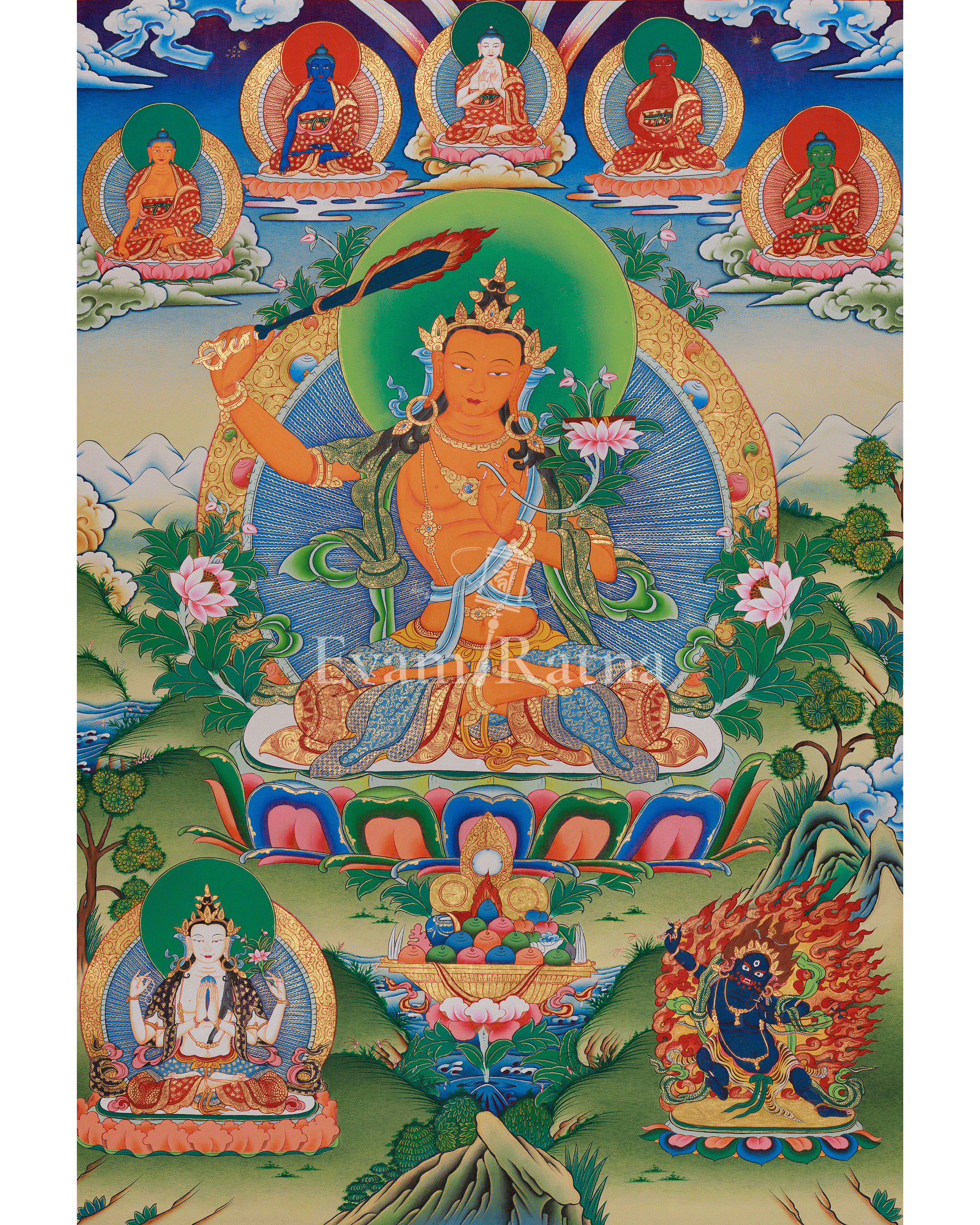 Buddhist Wisdom Deity Manjushri thangka 