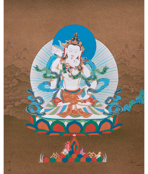 Traditional Thangka of Vajrasattva with His Consort
