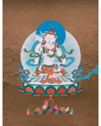 Traditional Thangka of Vajrasattva with His Consort