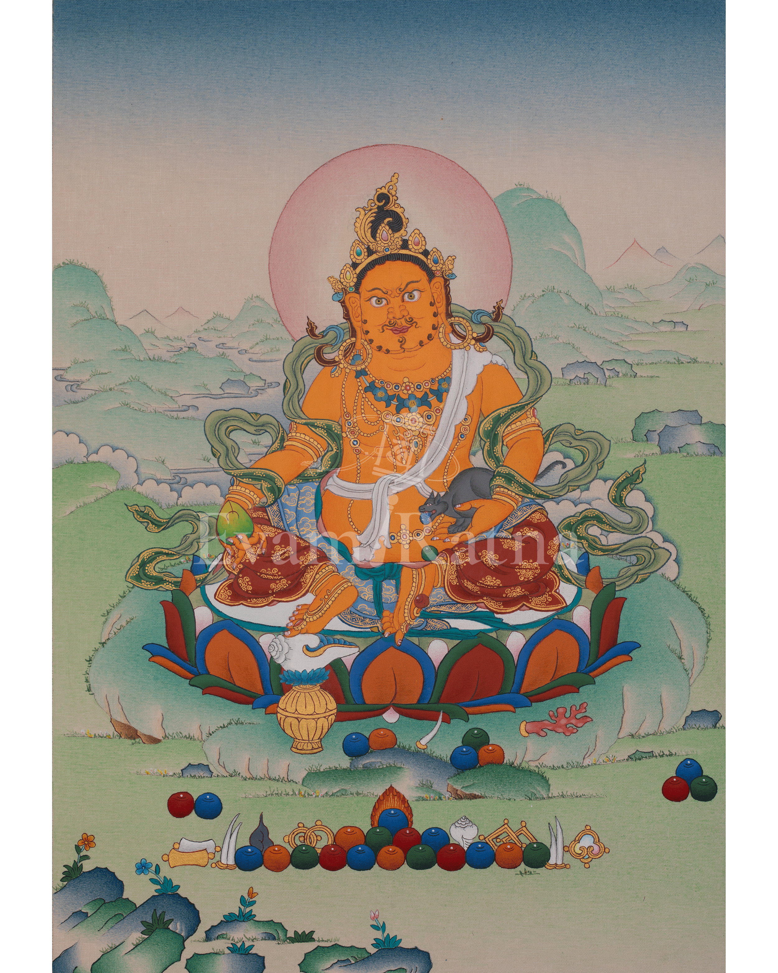 Dzambhala Prosperity Art | Wealth Deity | Traditional Thangka