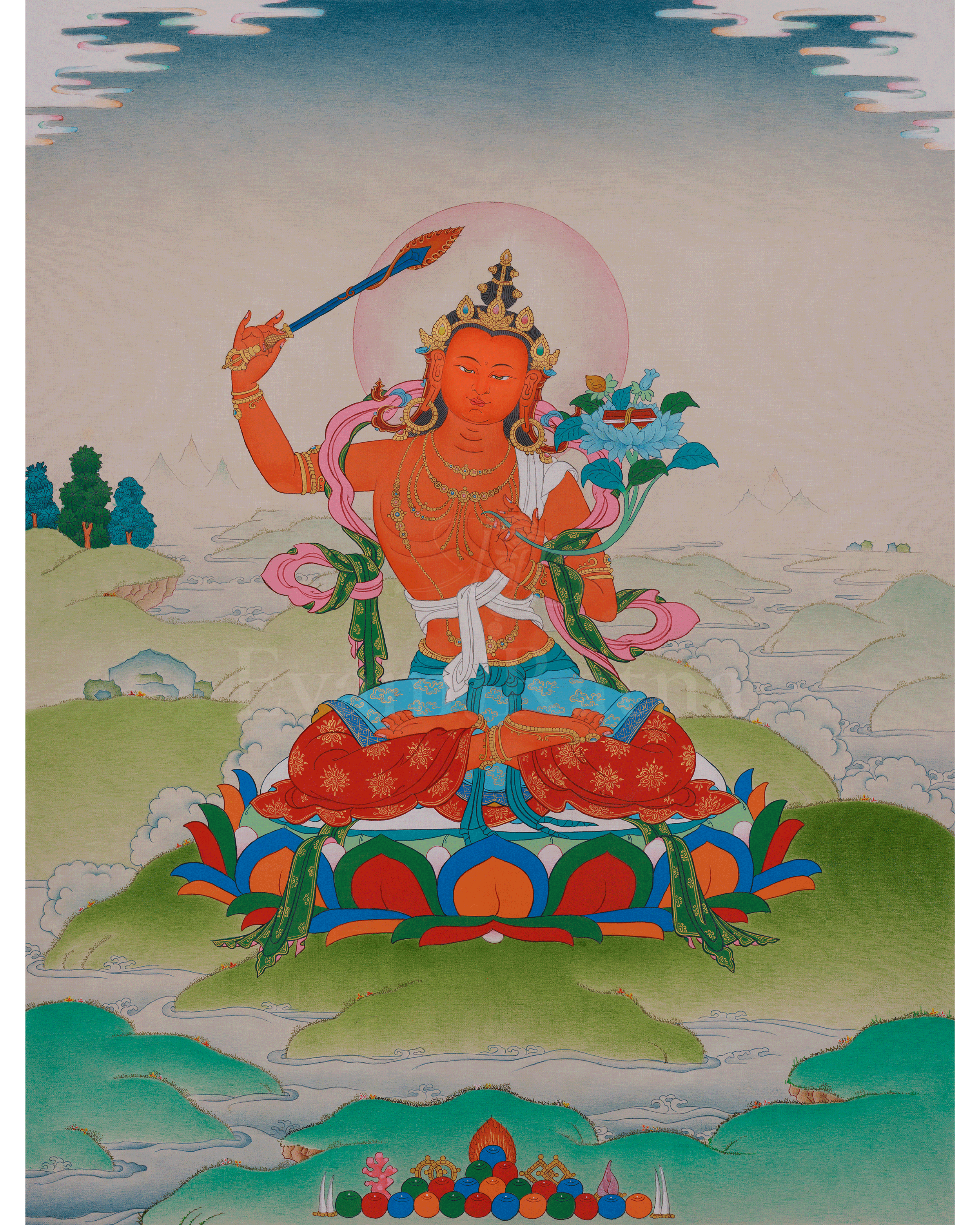 Manjushri Bodhisattva Artwork | Transcendent Wisdom in Mahayana Buddhism