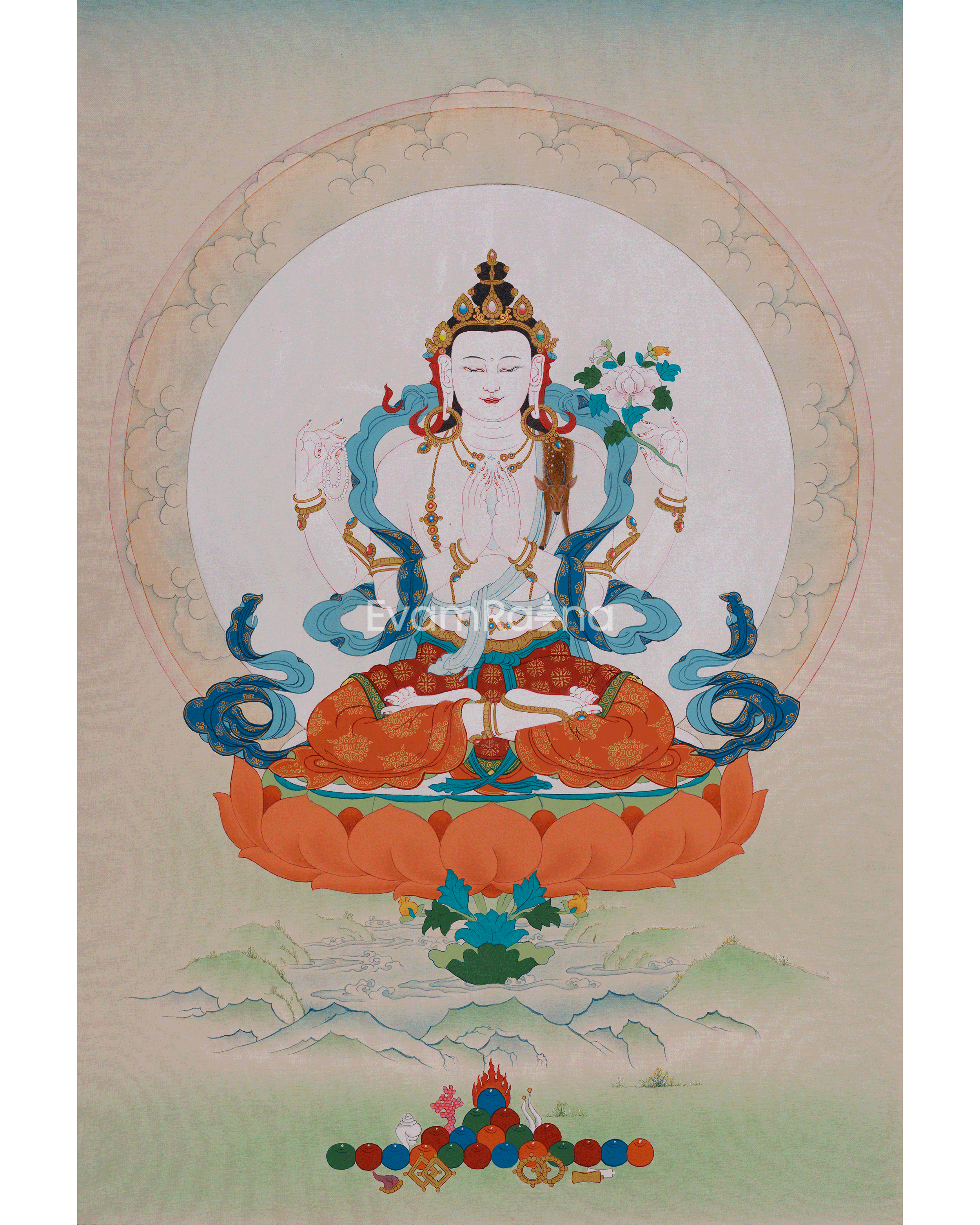 Four-Armed Chenrezig Sacred Thangka
