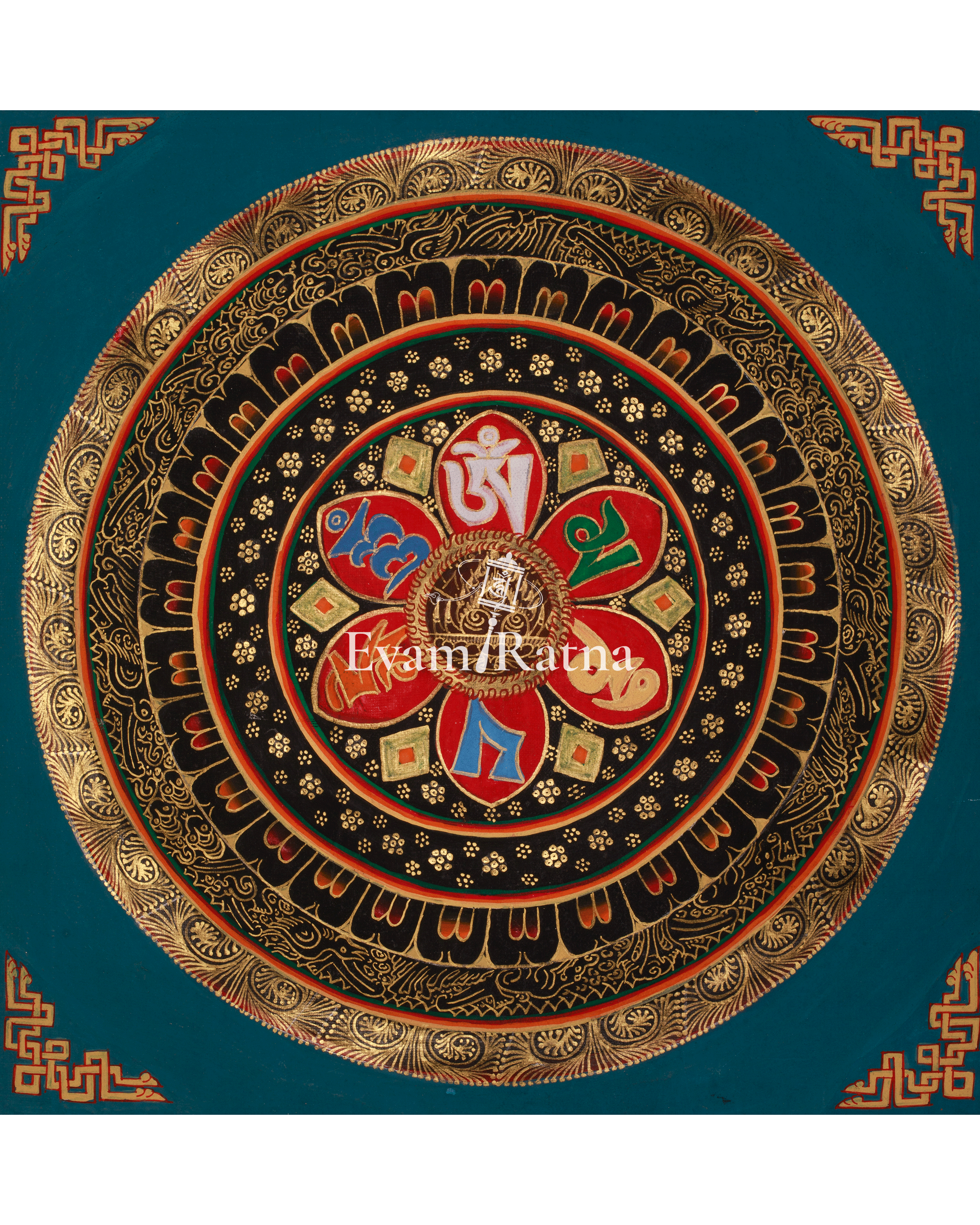 Healing Mantra Mandala Thangka | Spiritual Visualization | Sacred Buddhist Artwork