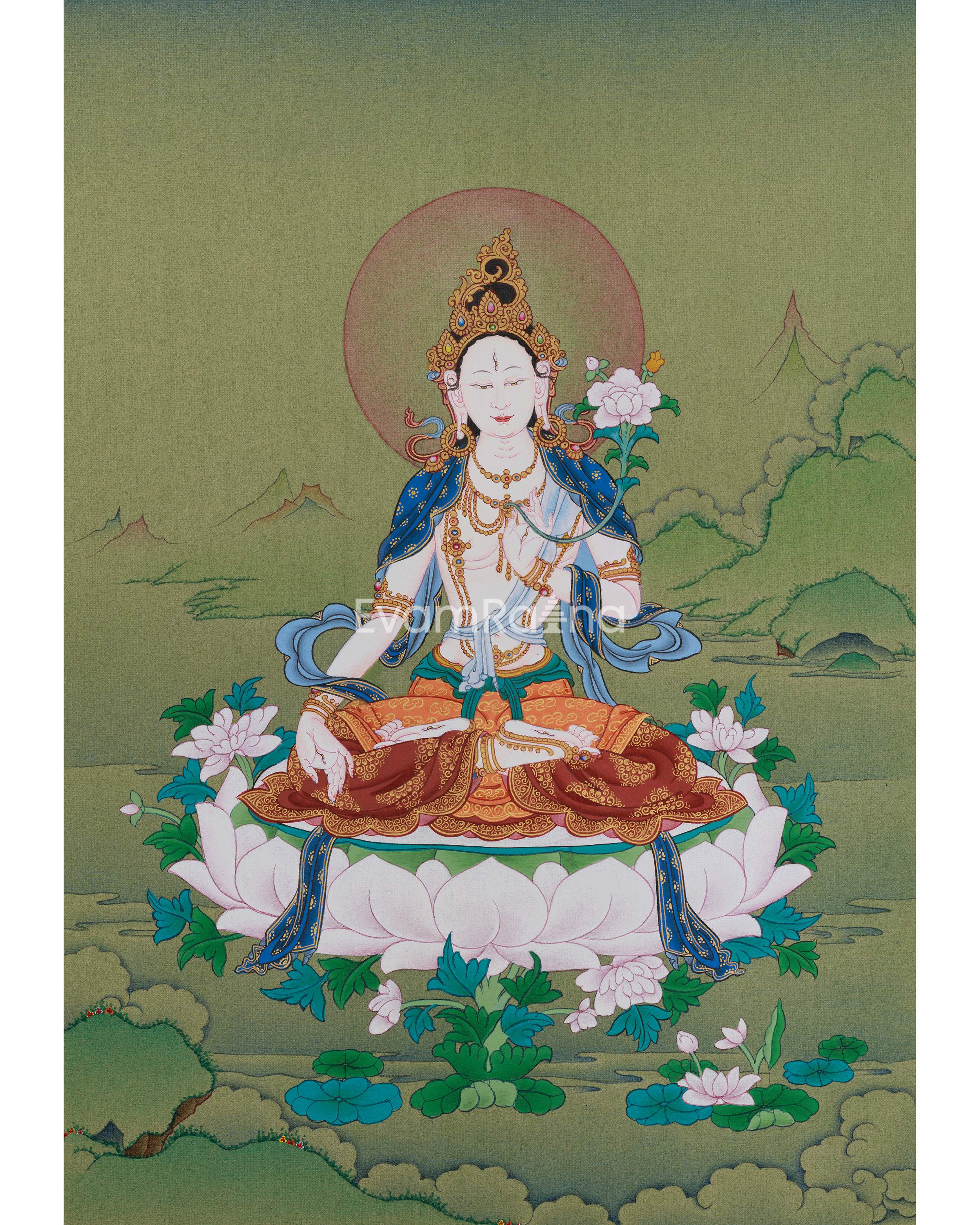White Tara Bodhisattva of Longevity Thangka