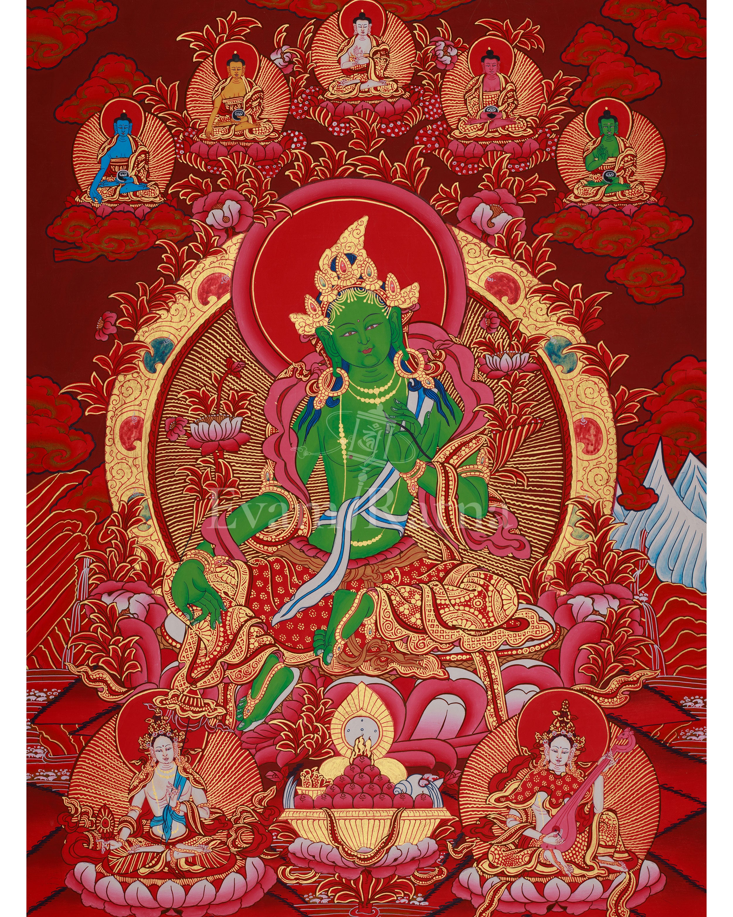 Himalayan Deity Green Tara Thangka