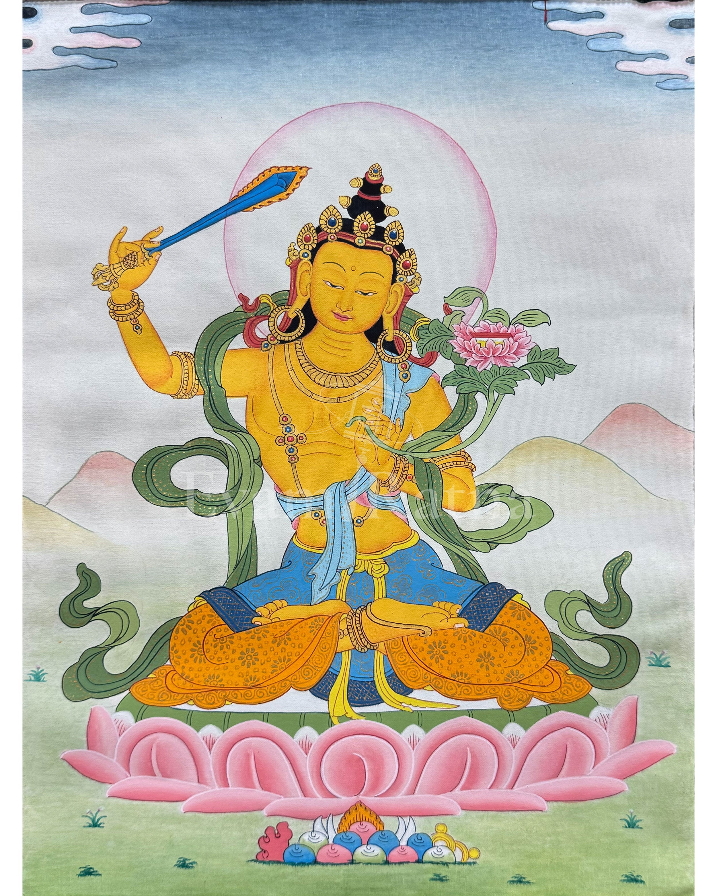 Manjushri Thangka With Brocade