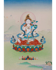 Revered Female Buddha White Tara Thangka | Healing and Longevity Deity
