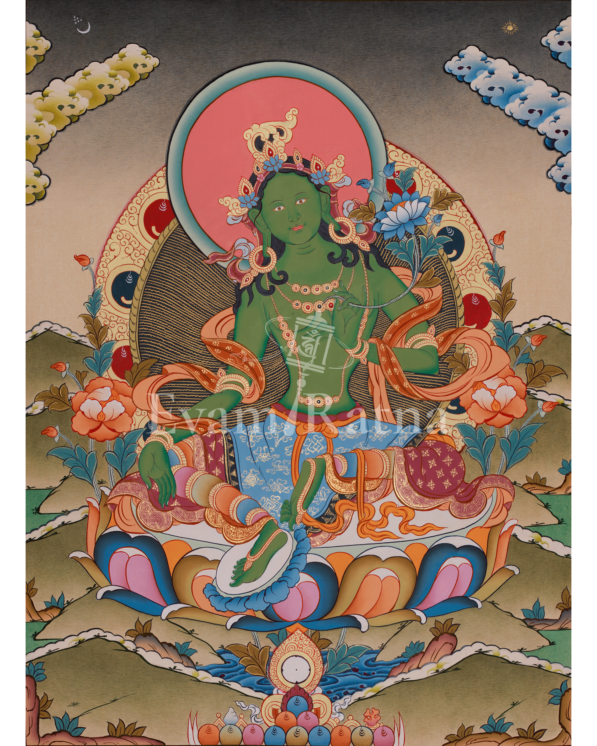 Beautiful Green Tara Thangka