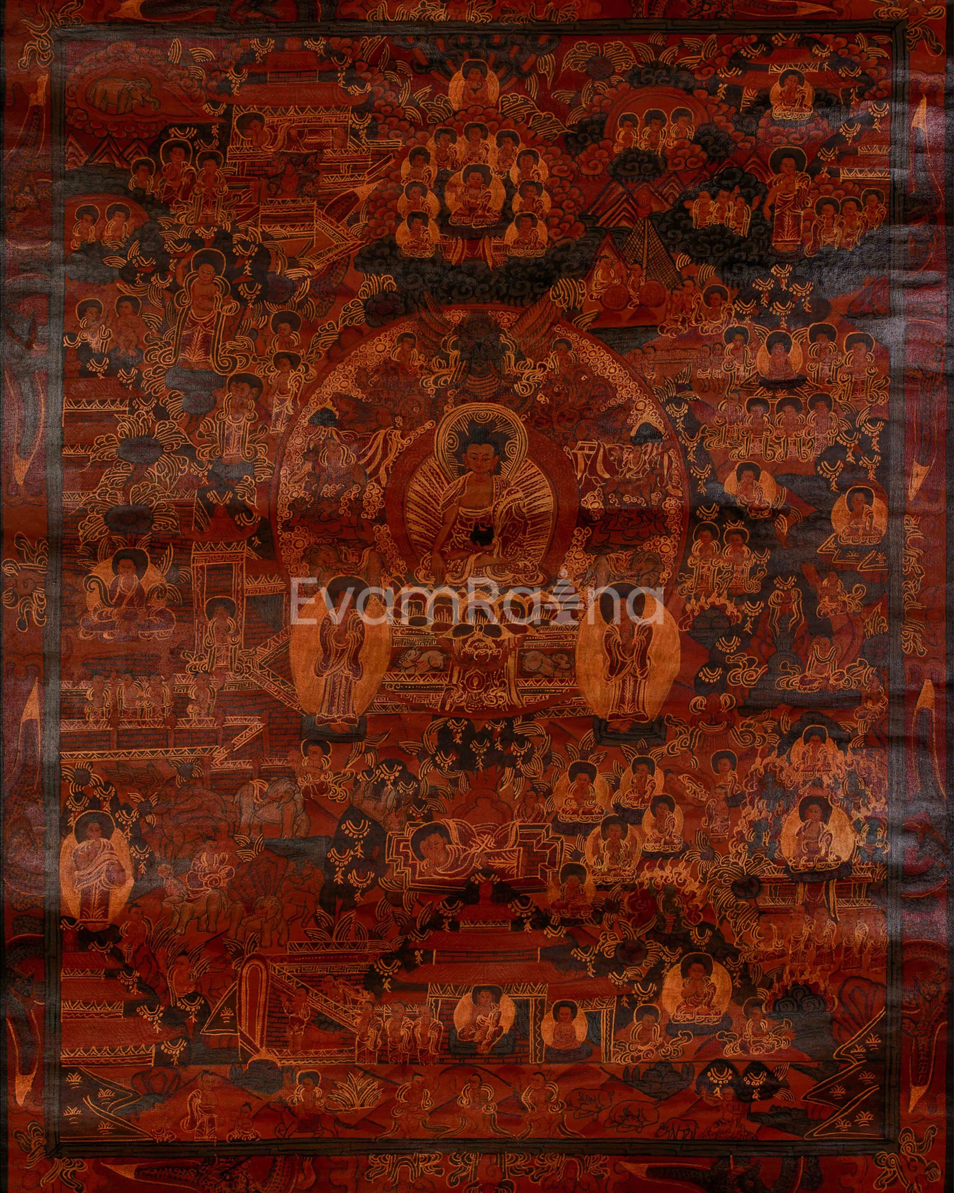 Tibetan Buddha Life Story Thangka