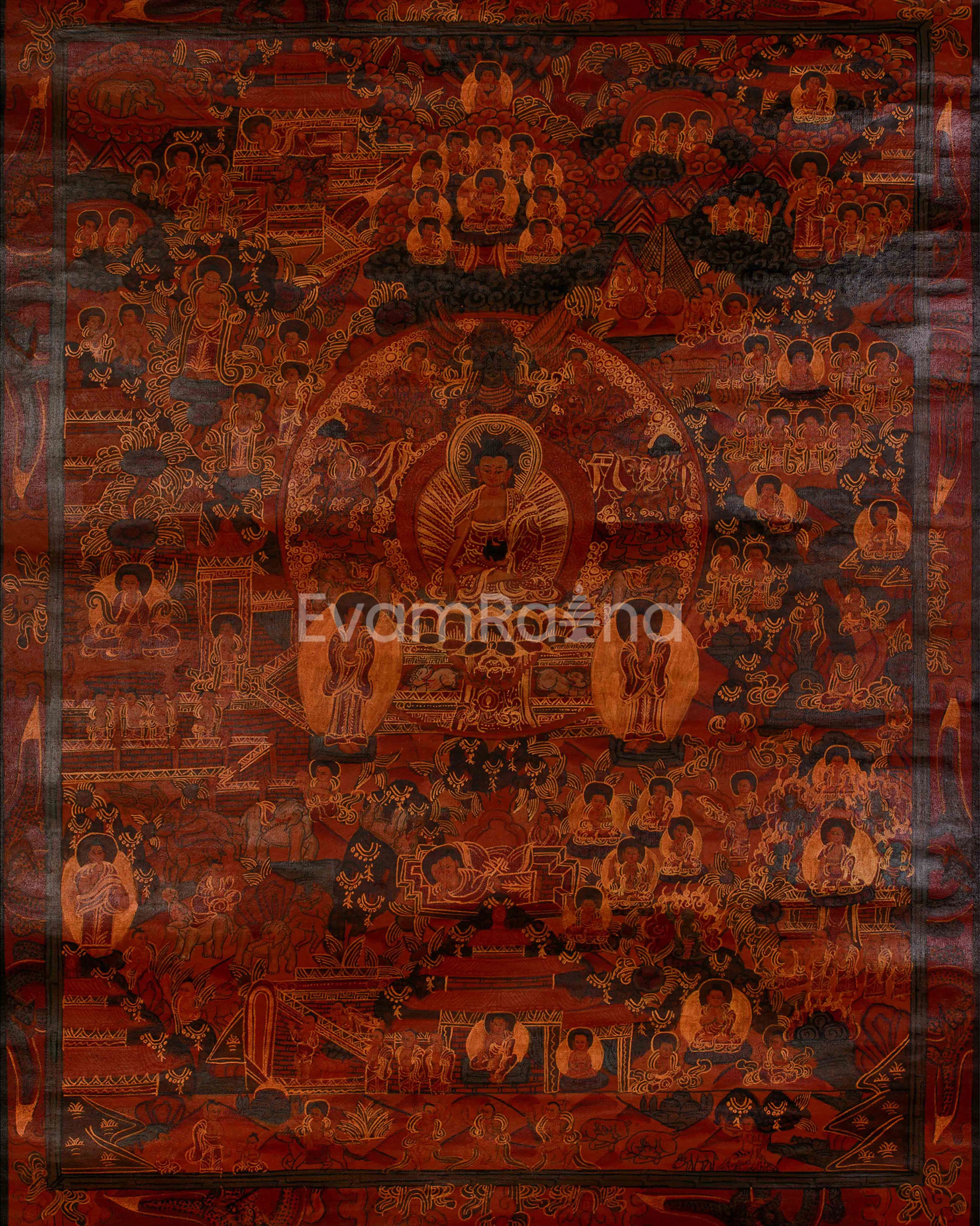 Tibetan Buddha Life Story Thangka
