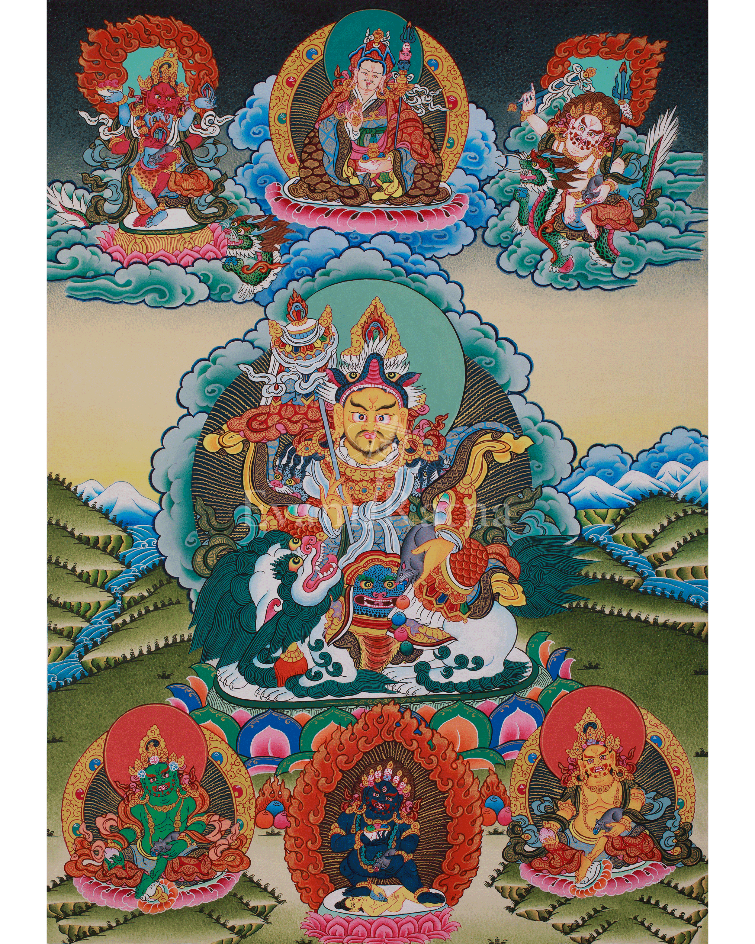 Namtoshe with Five Dzambhala and Guru Rinpoche Thangka