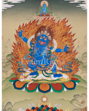 Traditional Thangka of Buta Damara With Mitrupa | Wrathful Bodhisattva Vajrapani