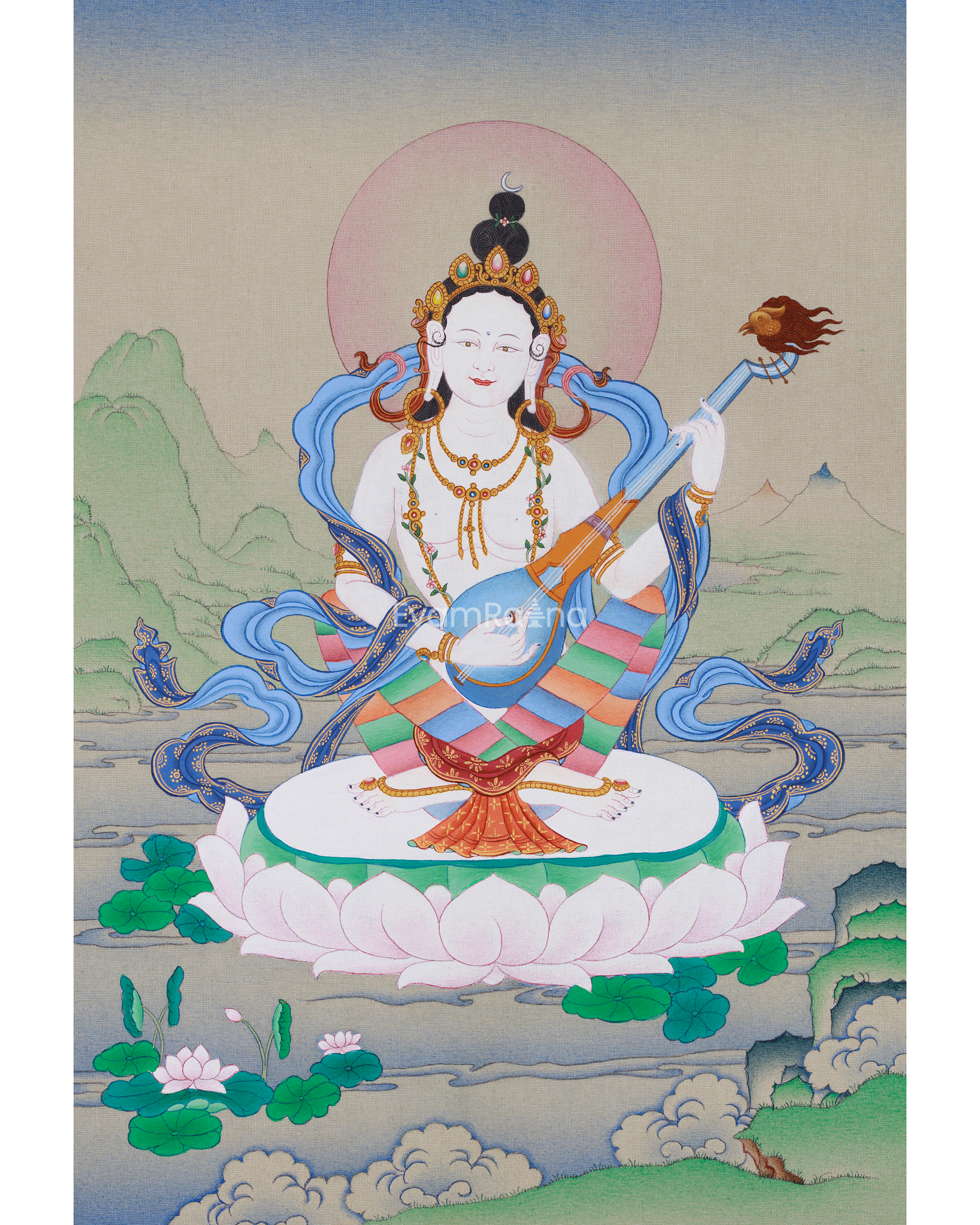 Goddess Saraswati Thangka