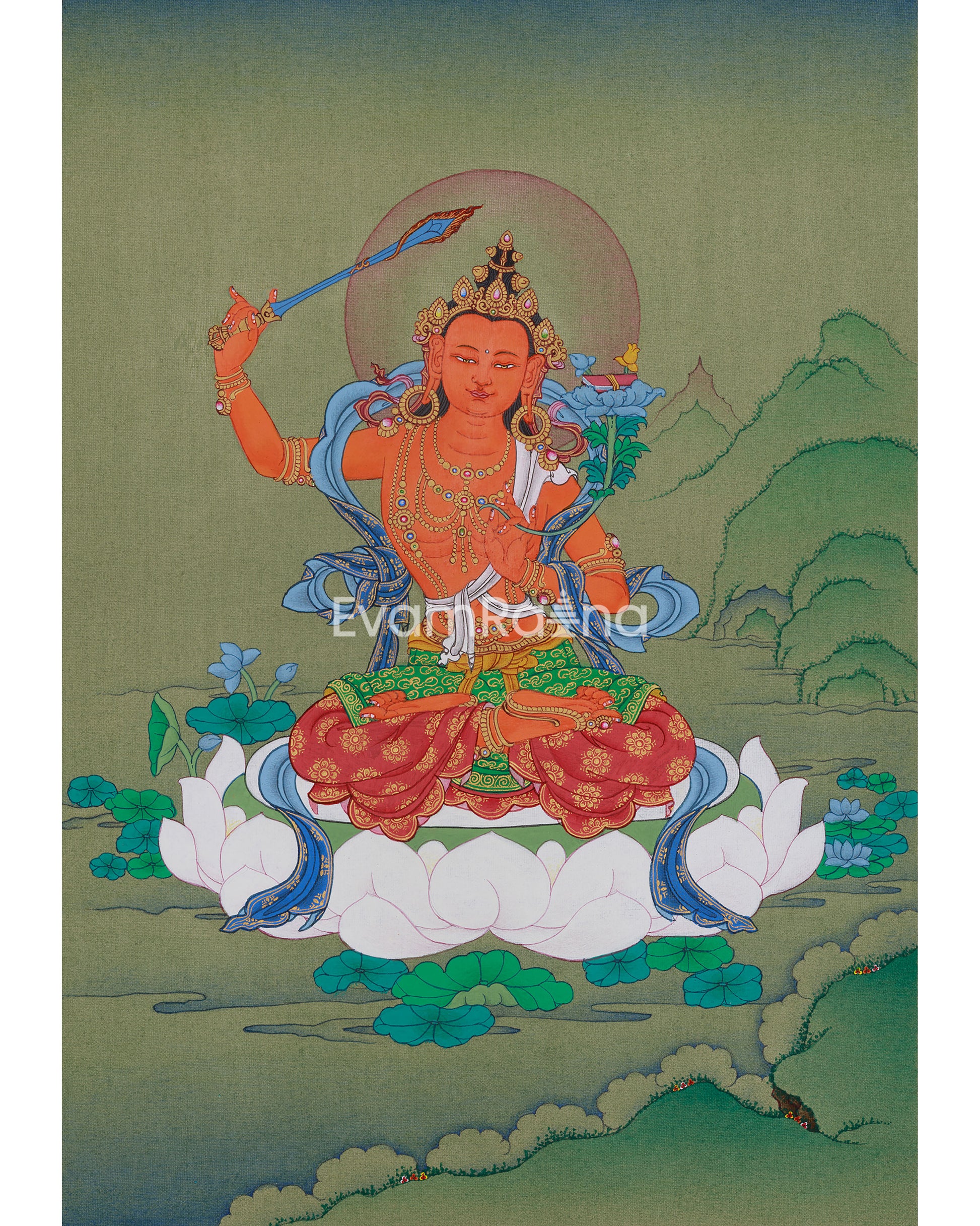 Traditional Buddhist Manjushri Thangka