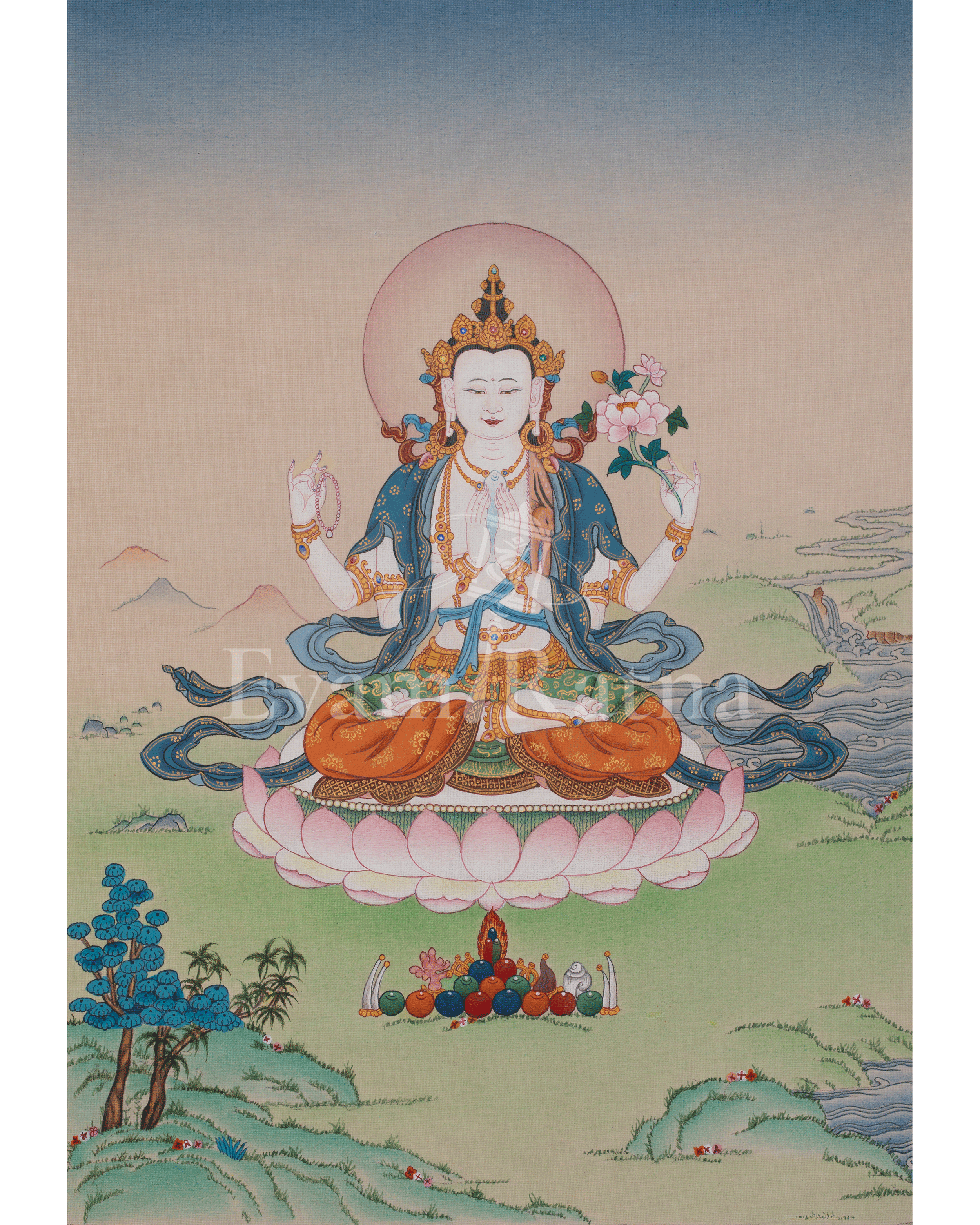 Hand Painted Chenrezig Thangka