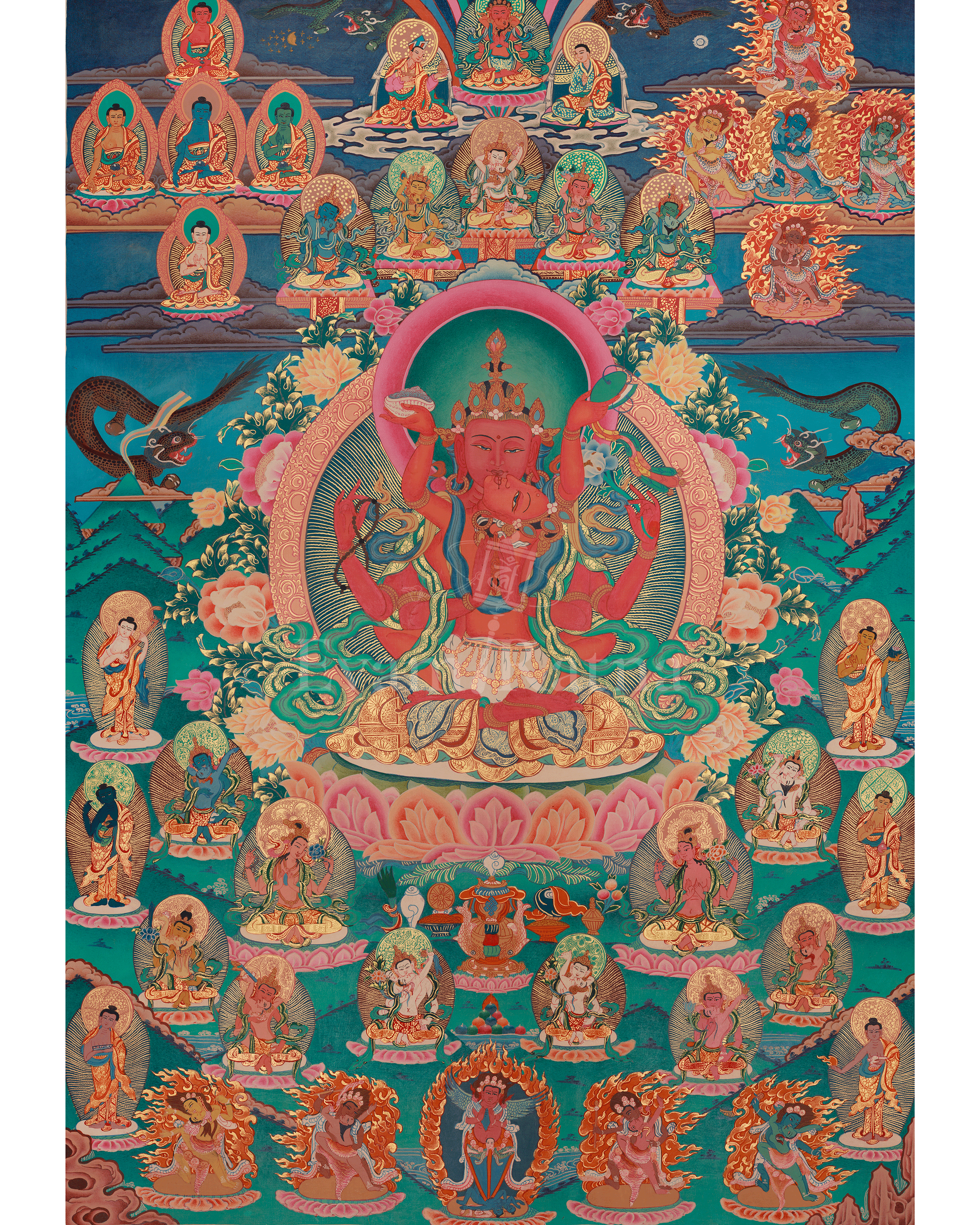 Traditional Thangka of Red Chenrezig
