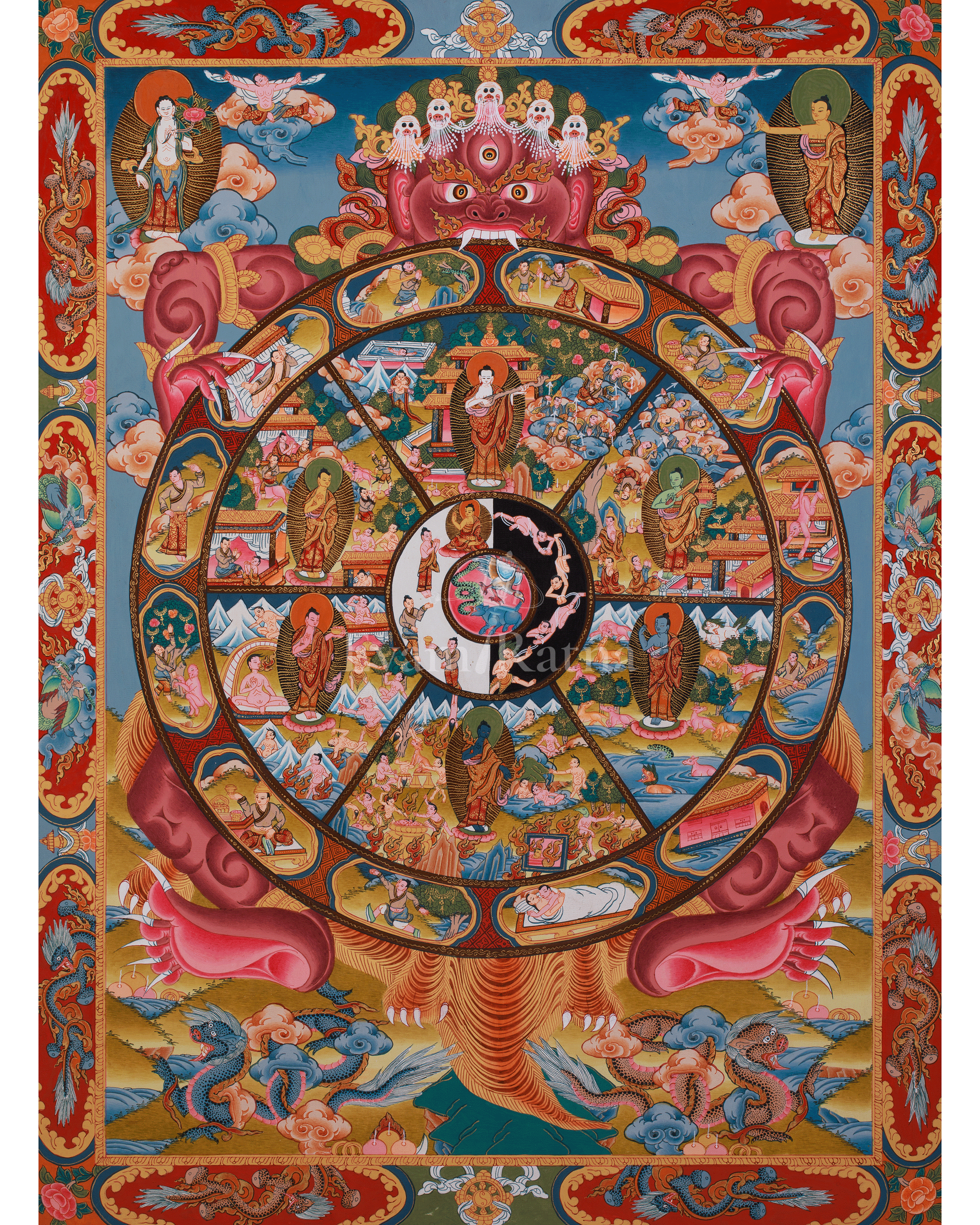 Traditional Thangka of the Wheel of Life